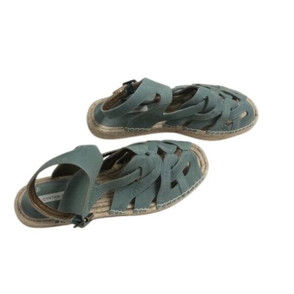 Cynthia Vincent Espadrille Platform Sandals Mint Green Suede - Picture 6 of 6